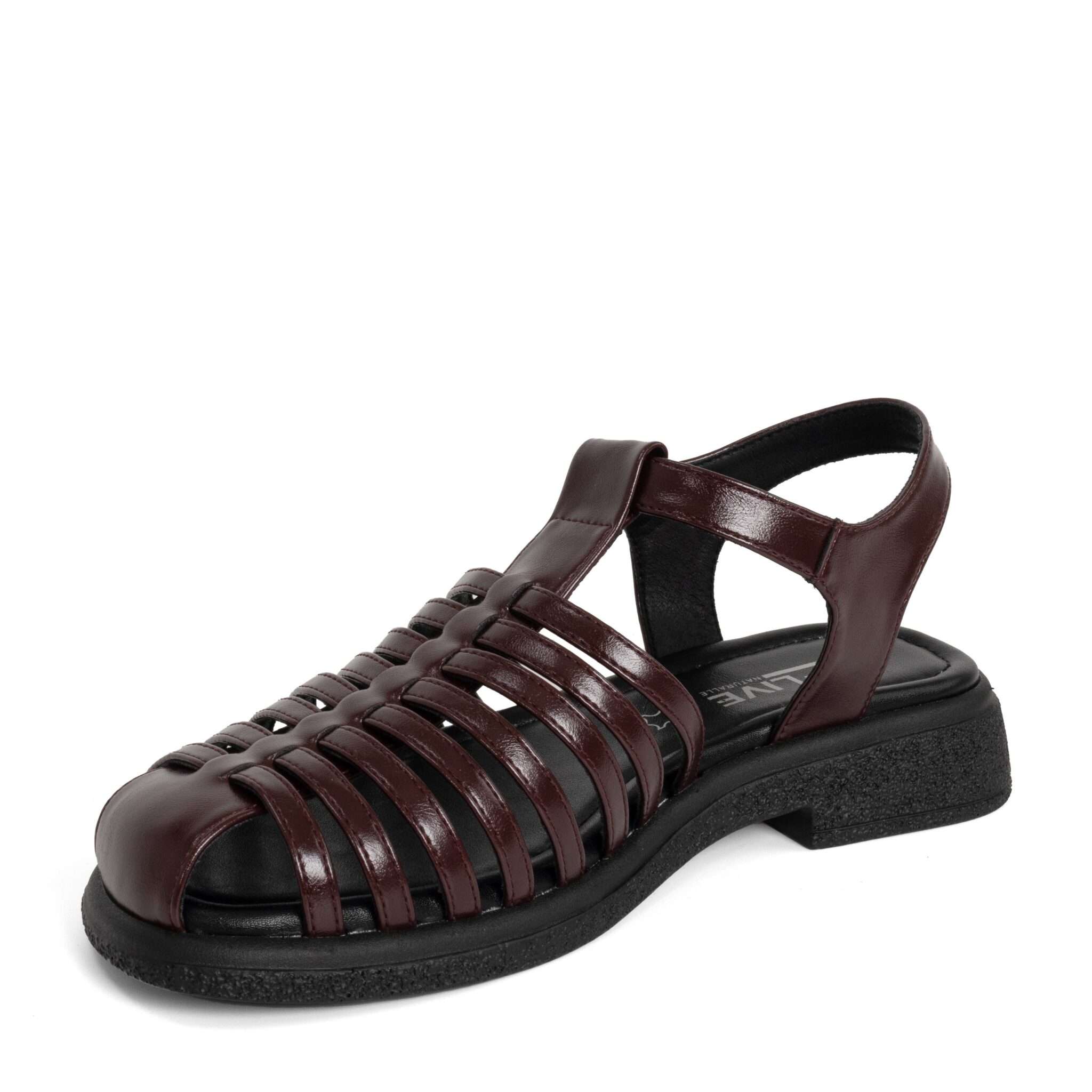 NEW Women sandals with Burgundy microfiber leather