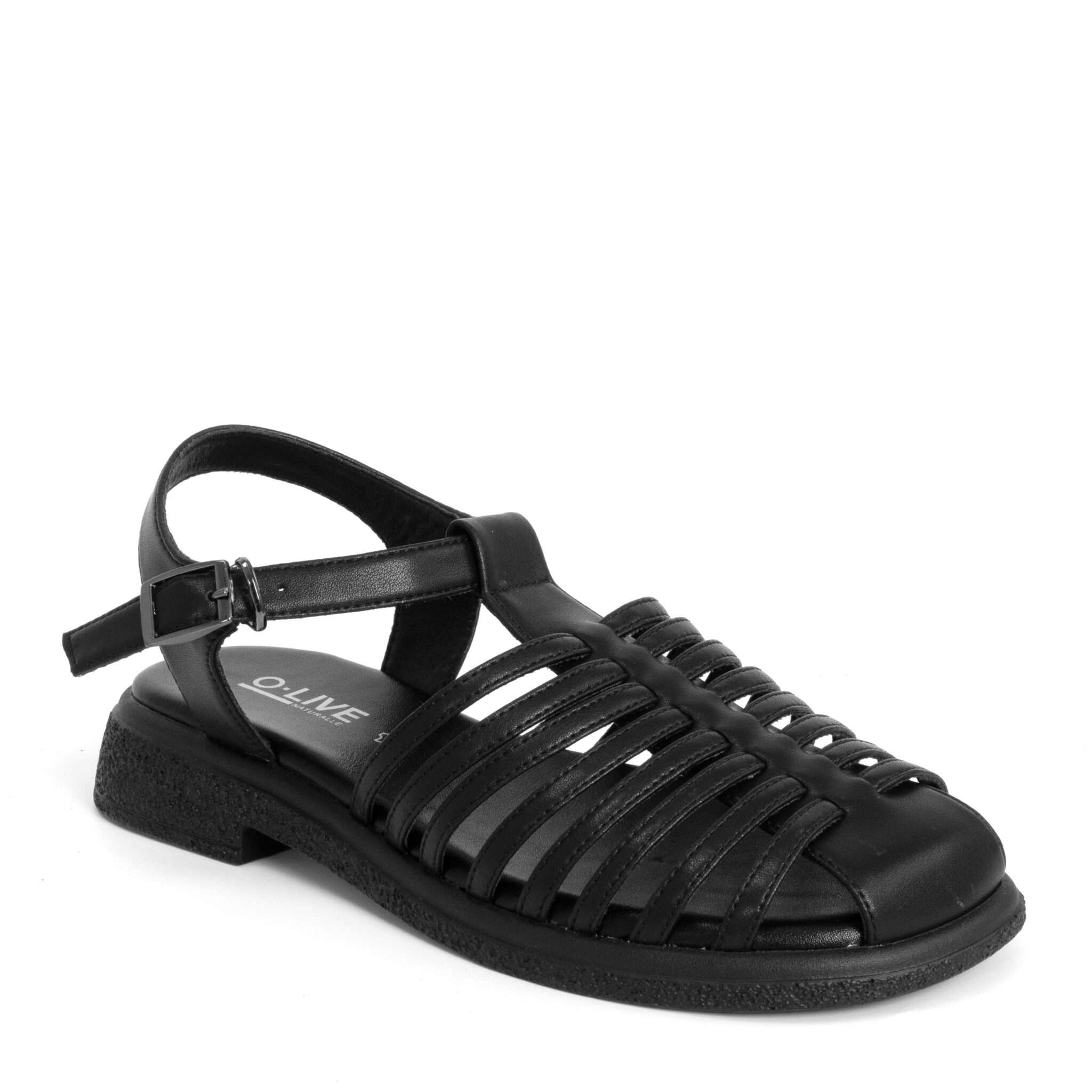 NEW Women sandals with Black microfiber leather