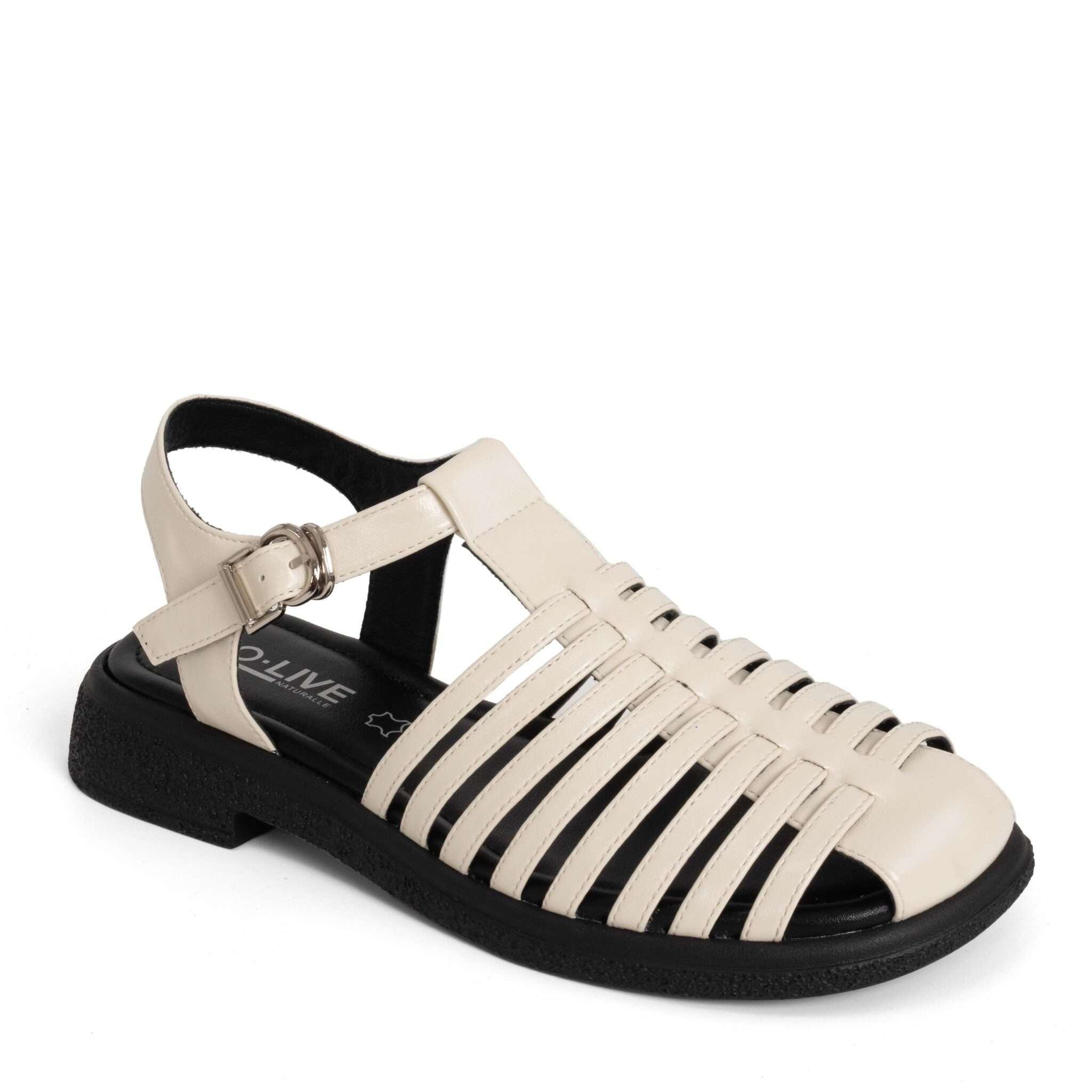 NEW Women sandals with Beige microfiber leather