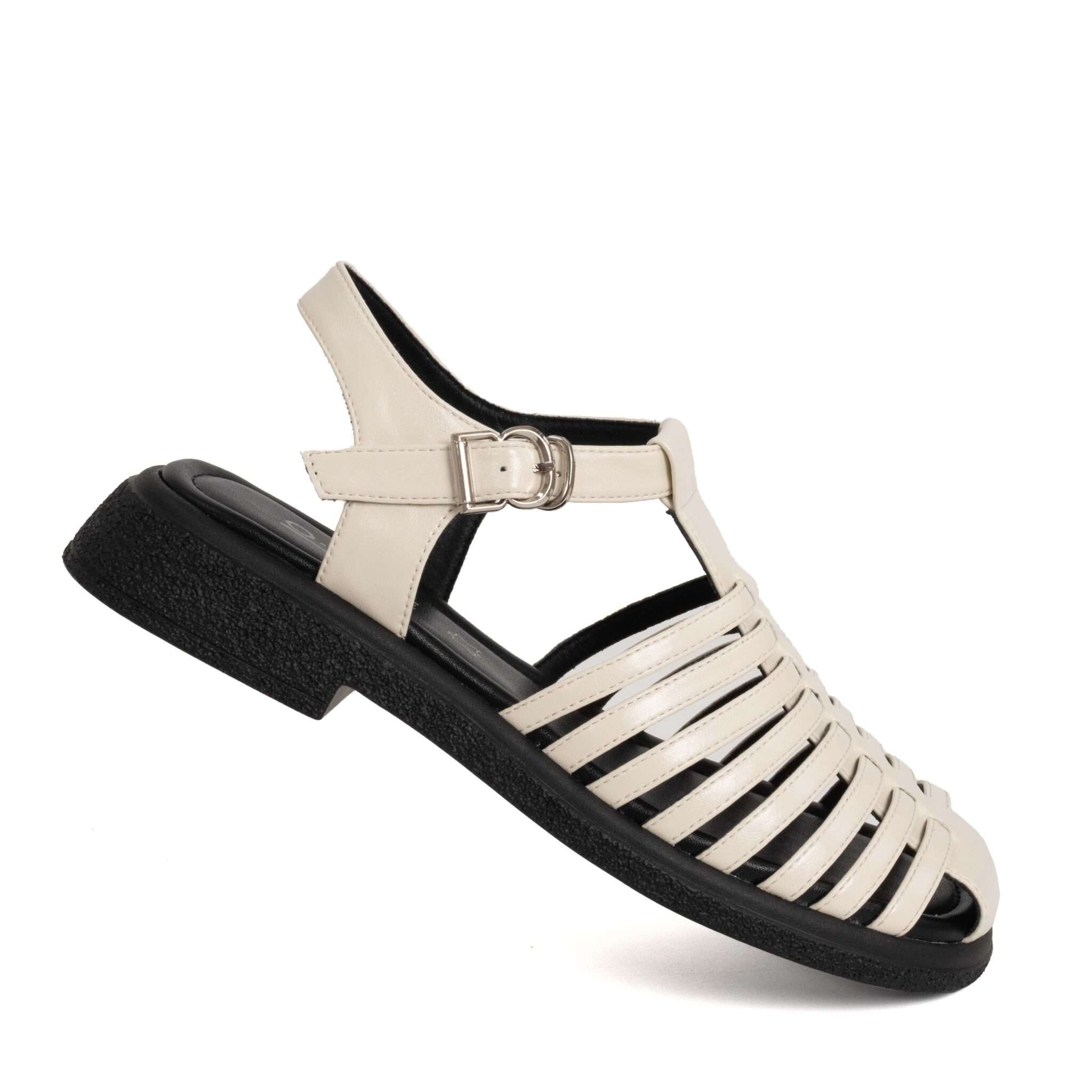 NEW Women sandals with Beige microfiber leather