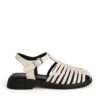 NEW Women sandals with Beige microfiber leather