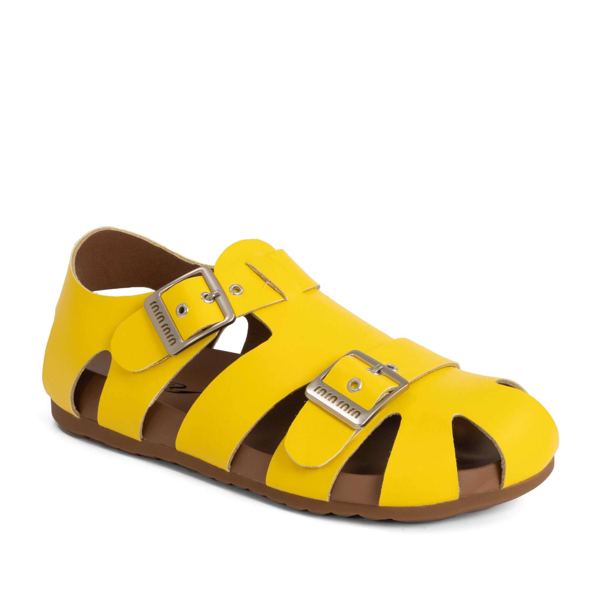 NEW Women sandals with Yellow microfiber leather