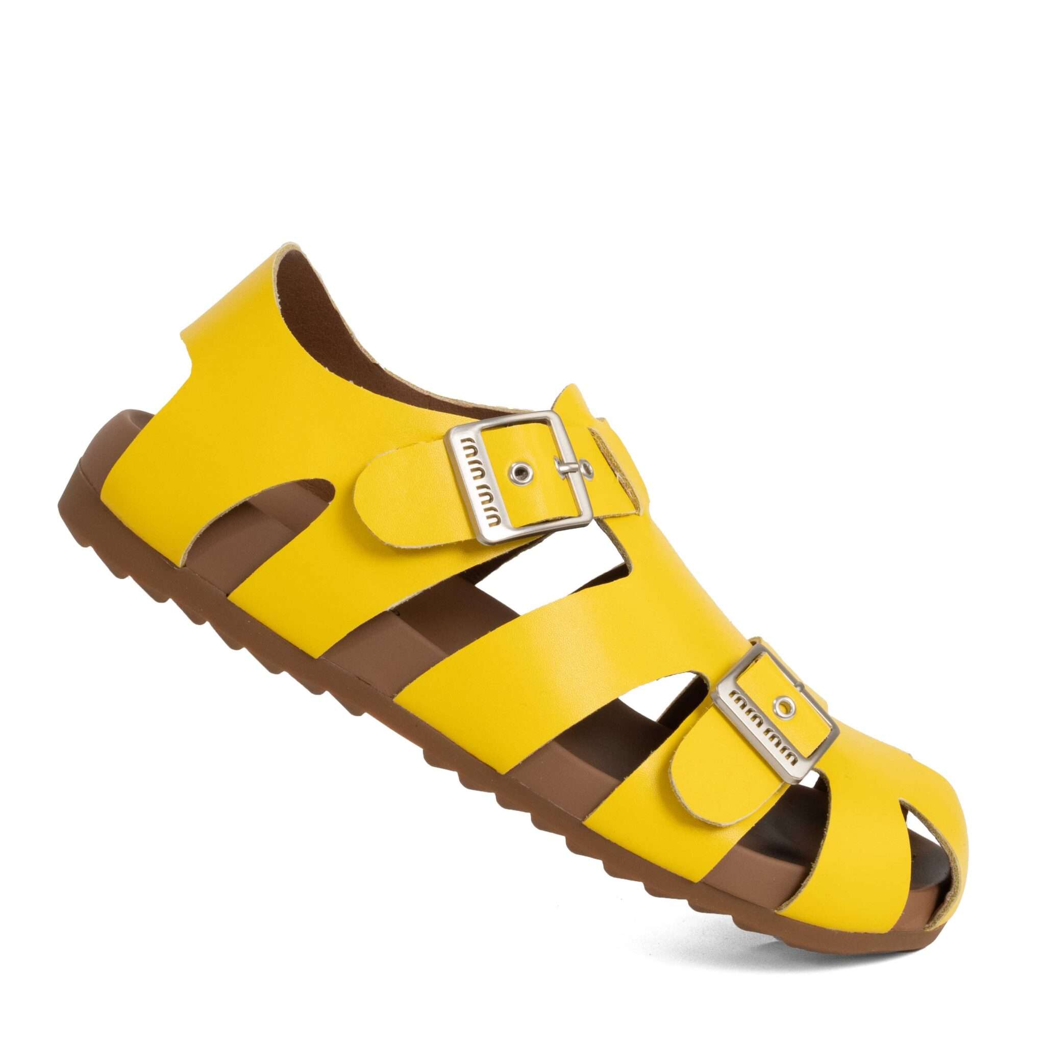 NEW Women sandals with Yellow microfiber leather
