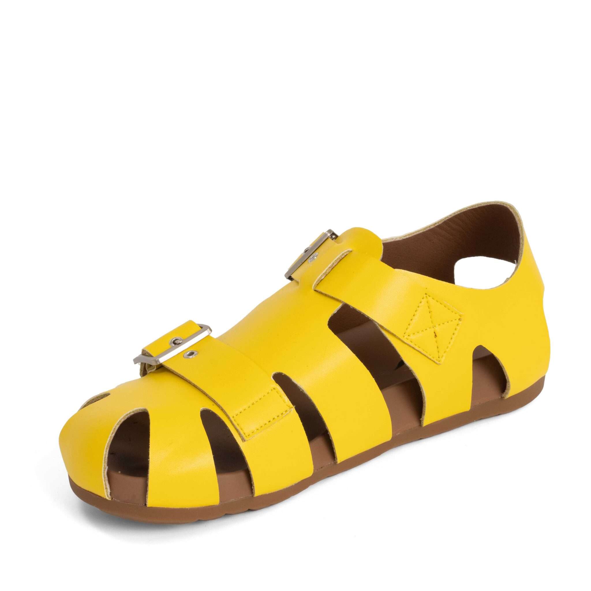 NEW Women sandals with Yellow microfiber leather