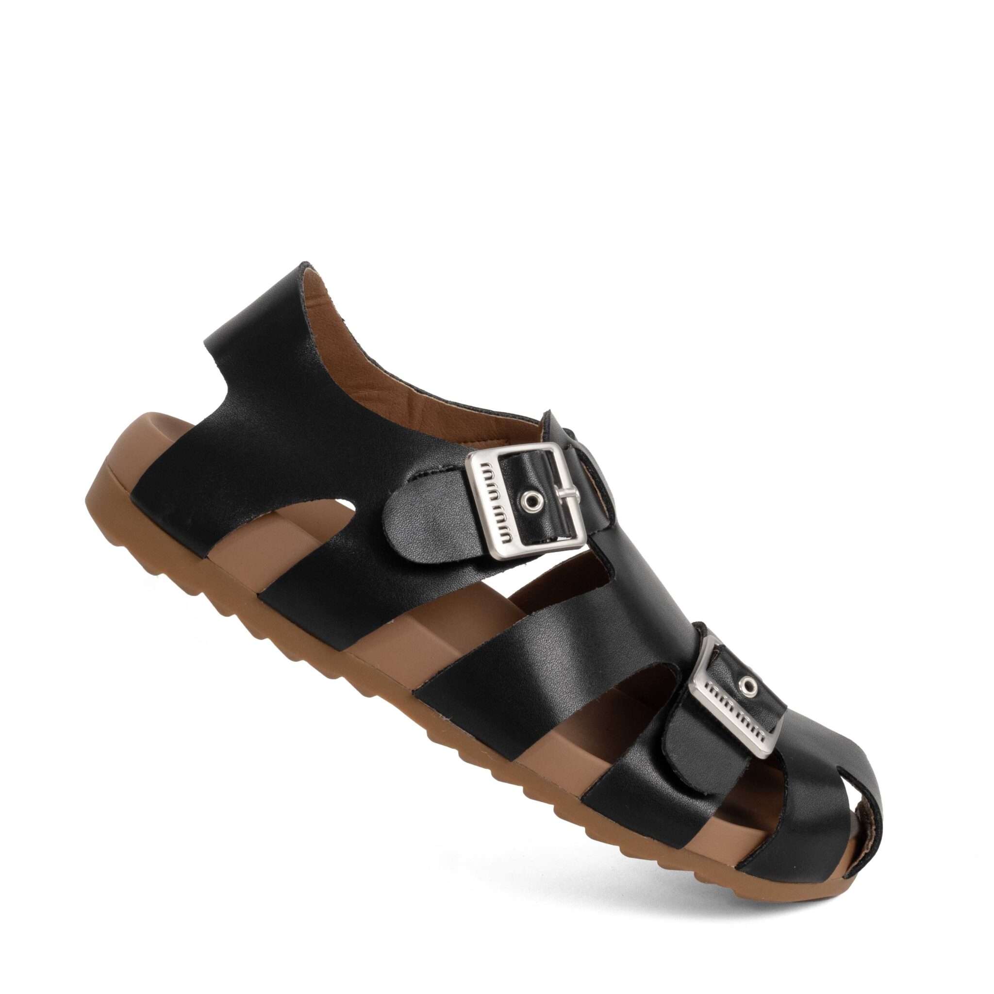 NEW Women sandals with Black microfiber leather