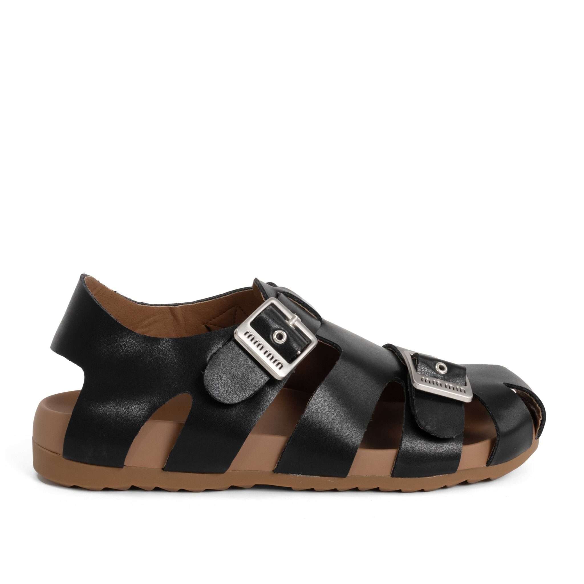 NEW Women sandals with Black microfiber leather
