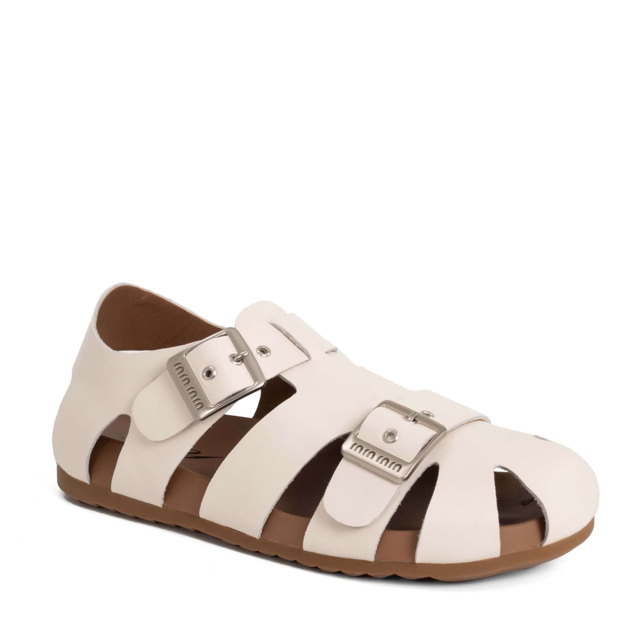 NEW Women sandals with beige microfiber leather