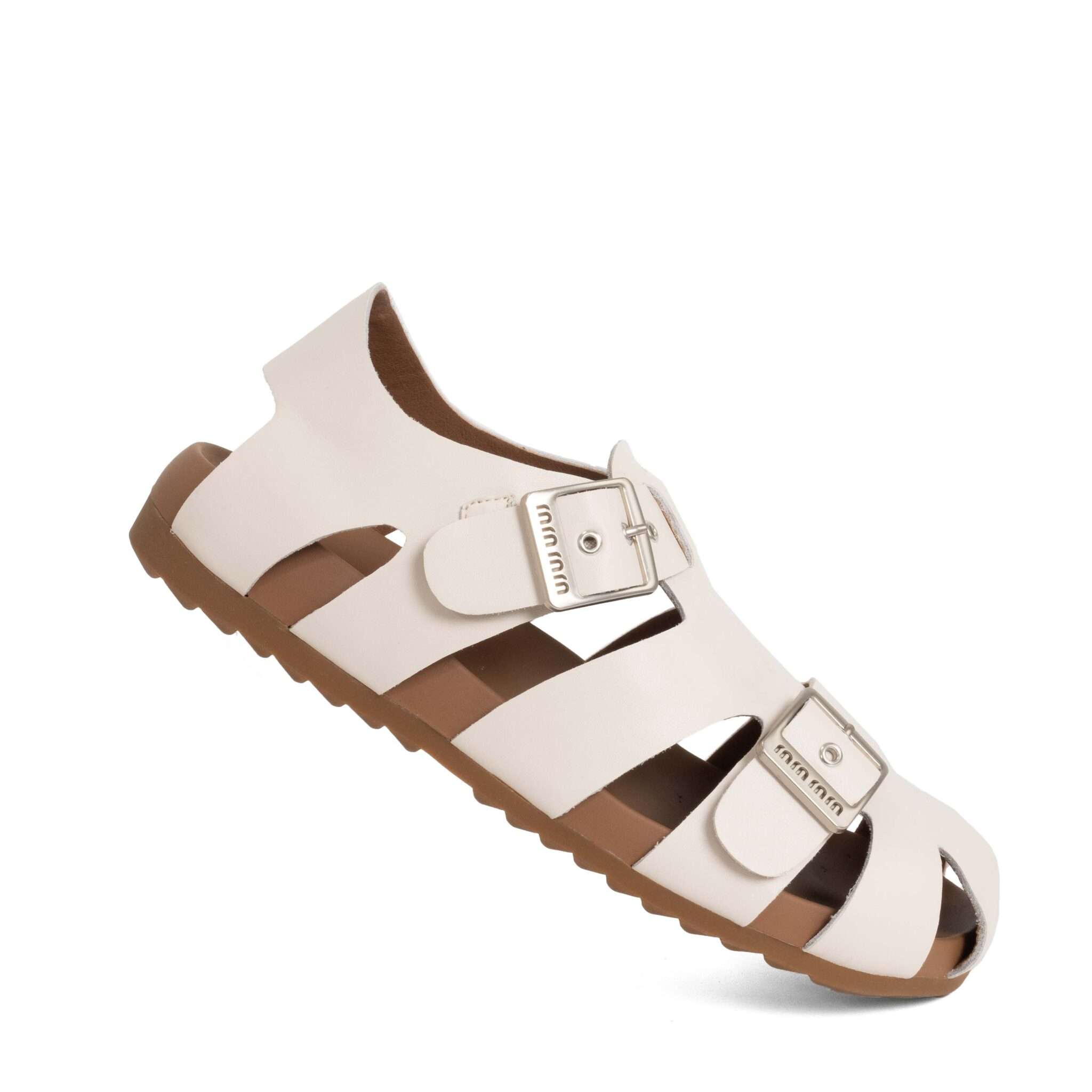 NEW Women sandals with beige microfiber leather