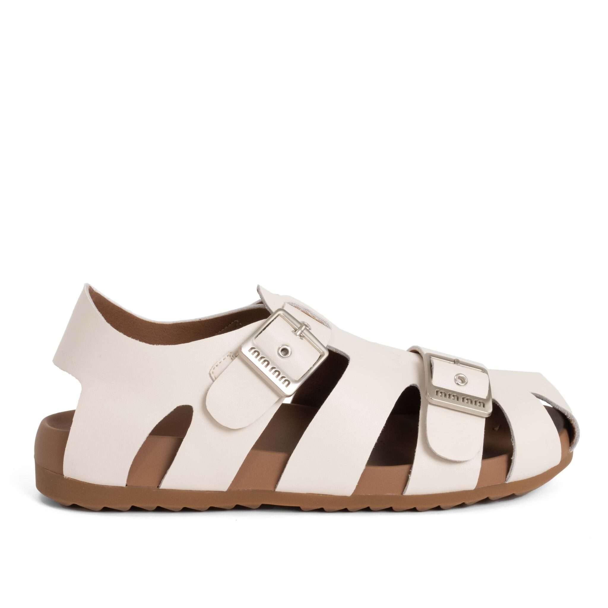 NEW Women sandals with beige microfiber leather