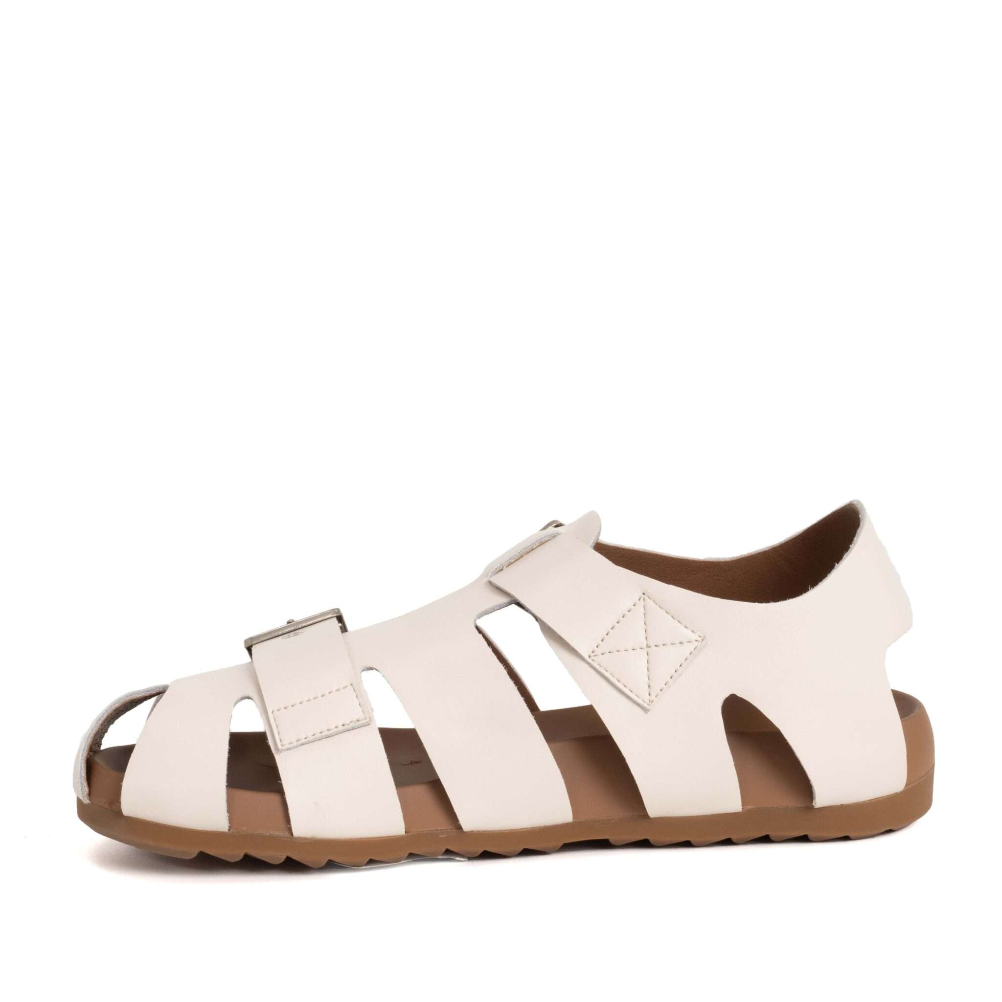 NEW Women sandals with beige microfiber leather