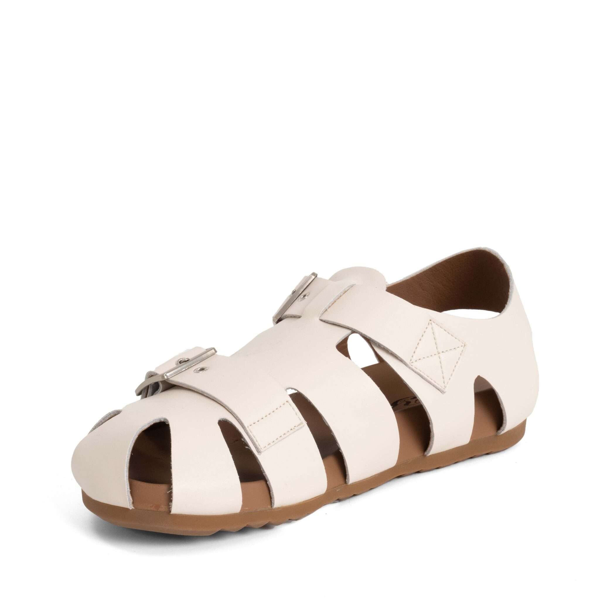 NEW Women sandals with beige microfiber leather