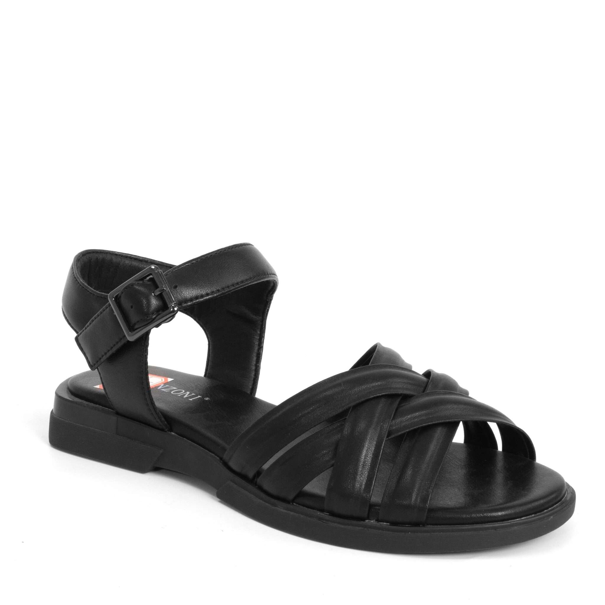 NEW Women sandals with Black microfiber leather