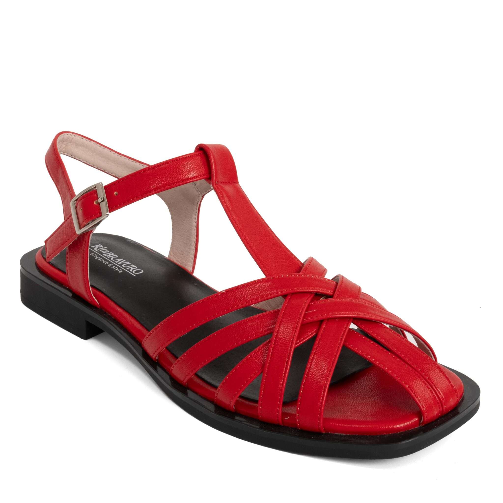 NEW Women sandals with red microfiber leather