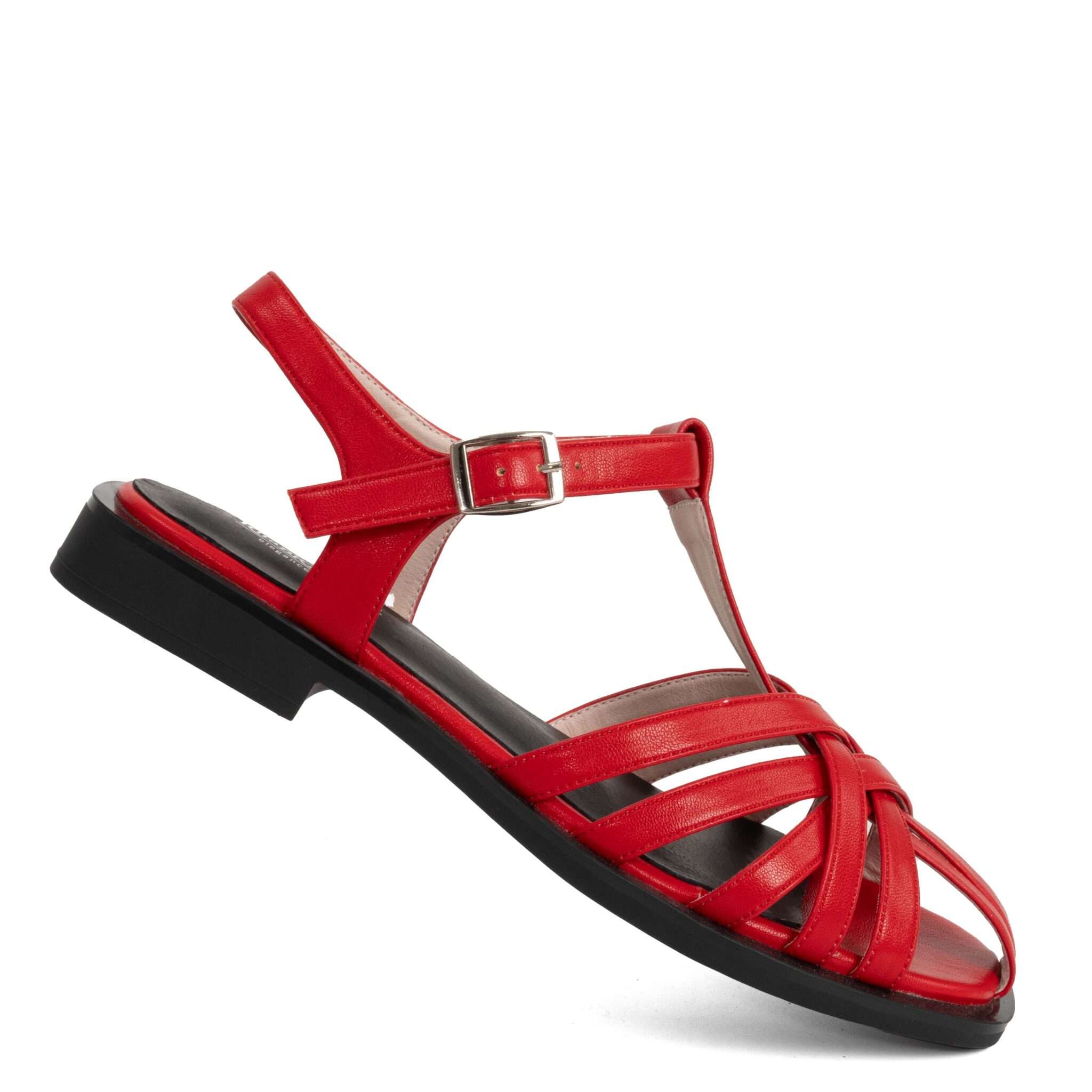 NEW Women sandals with red microfiber leather