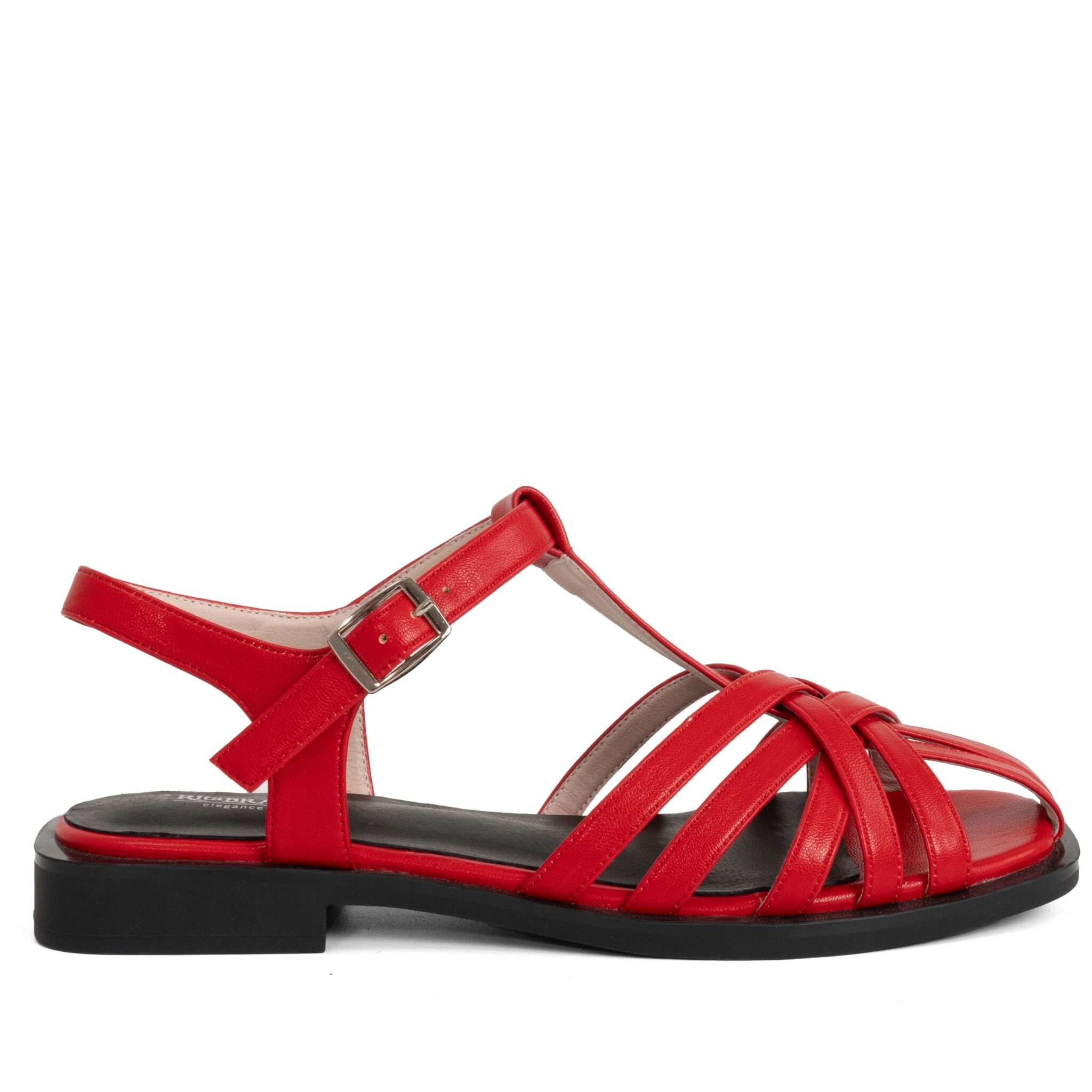 NEW Women sandals with red microfiber leather