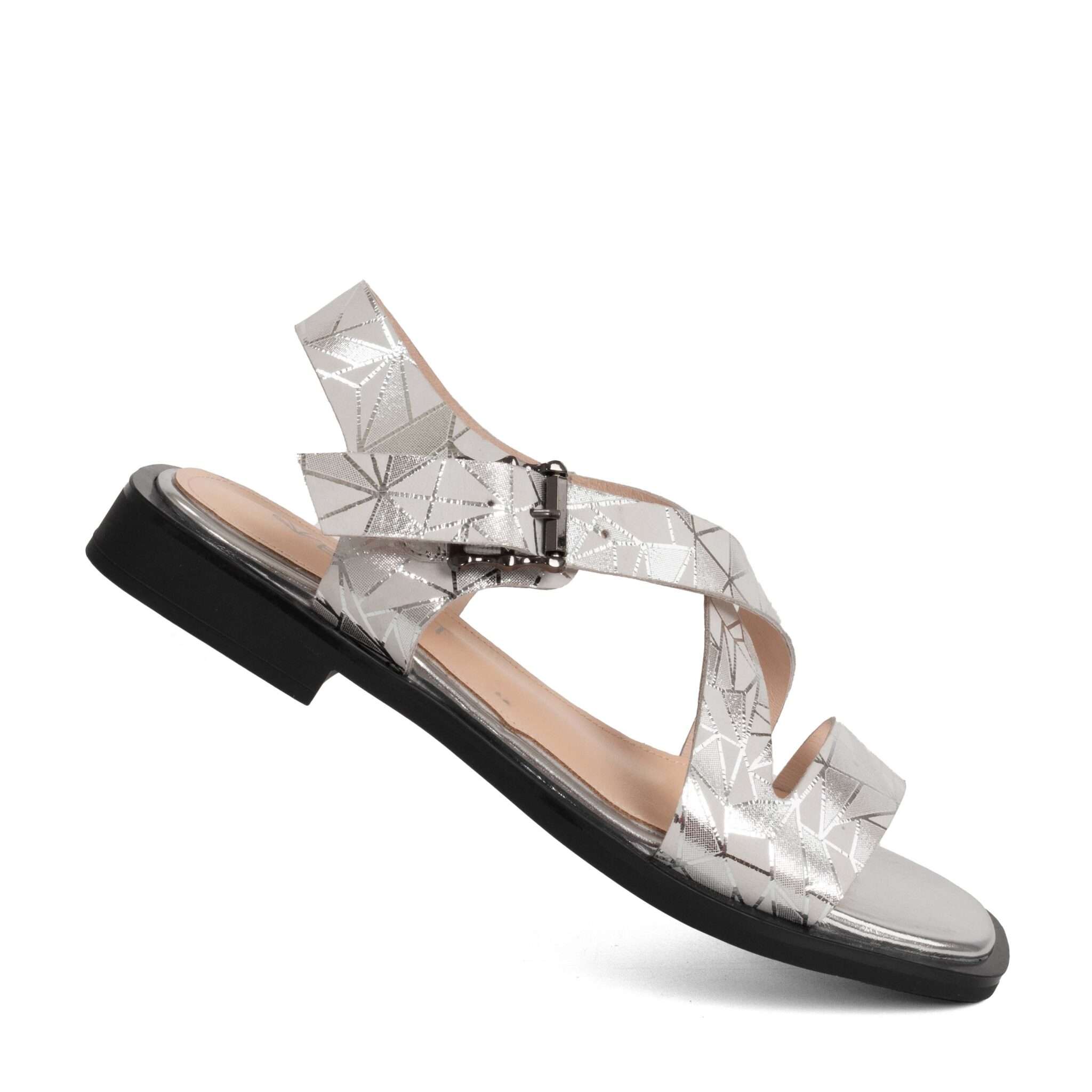 NEW Women sandals with White Rock patent microfiber leather