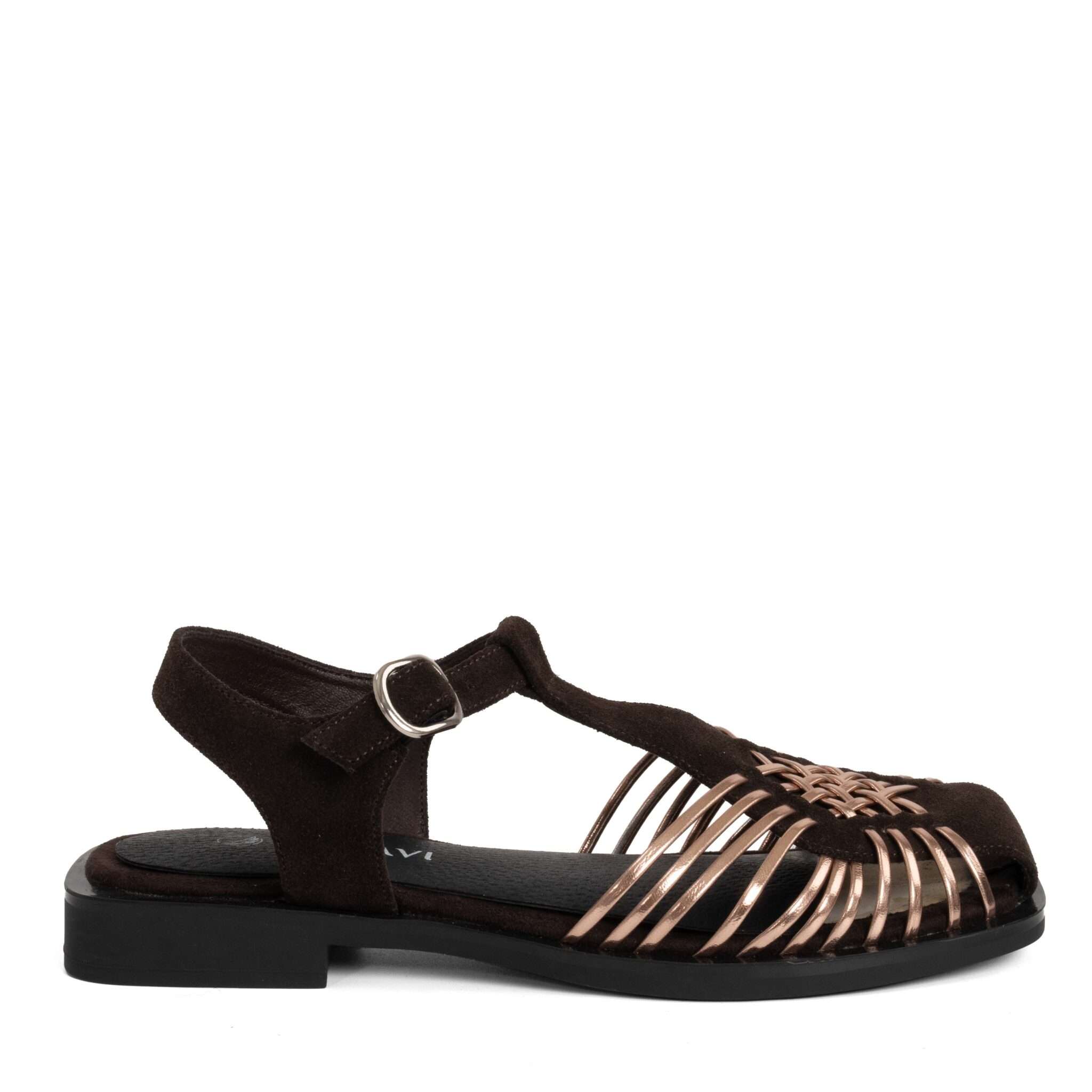 NEW Release Women sandals with Brown Kidskin and PU