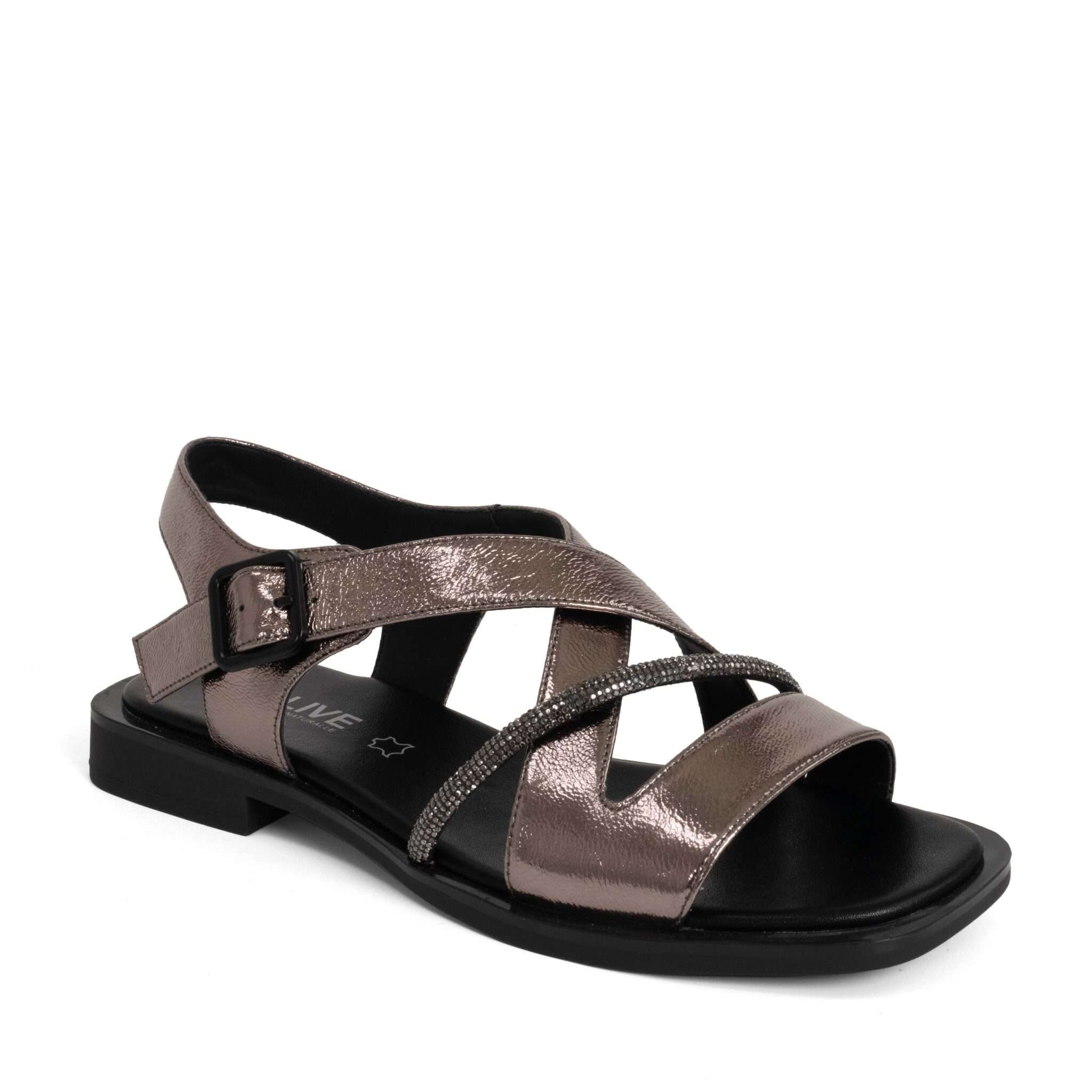 women sandals with gun patent leather