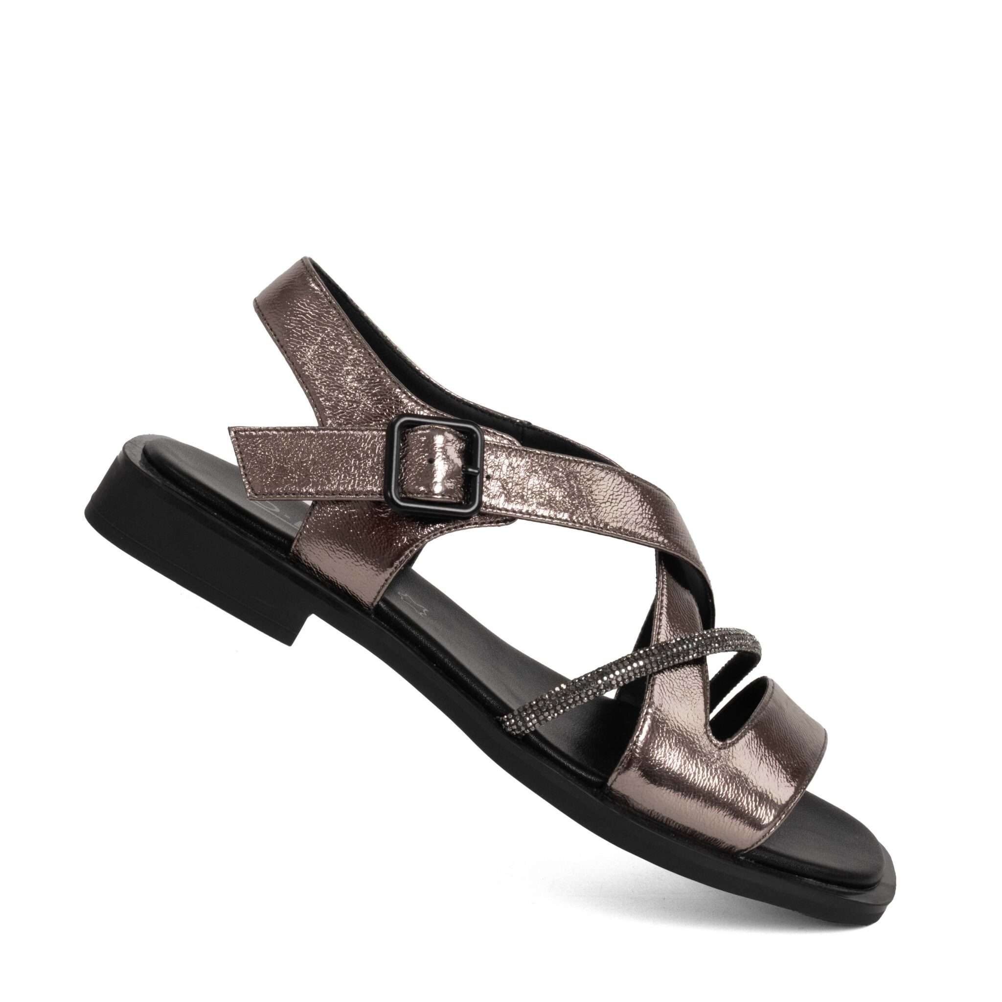 women sandals with gun patent leather
