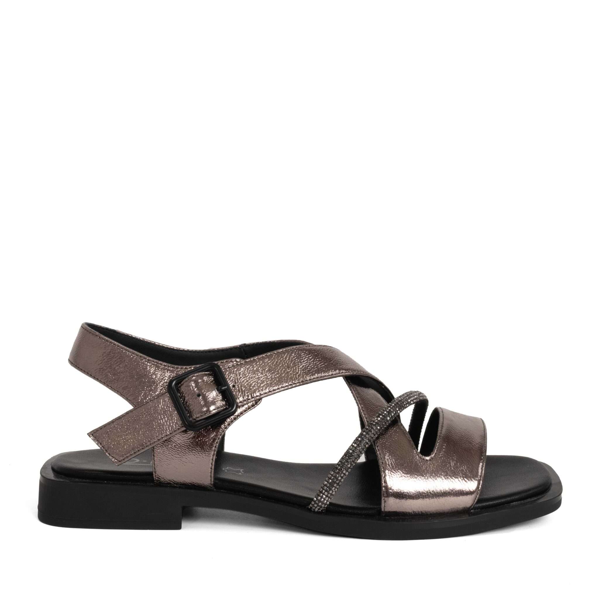 women sandals with gun patent leather