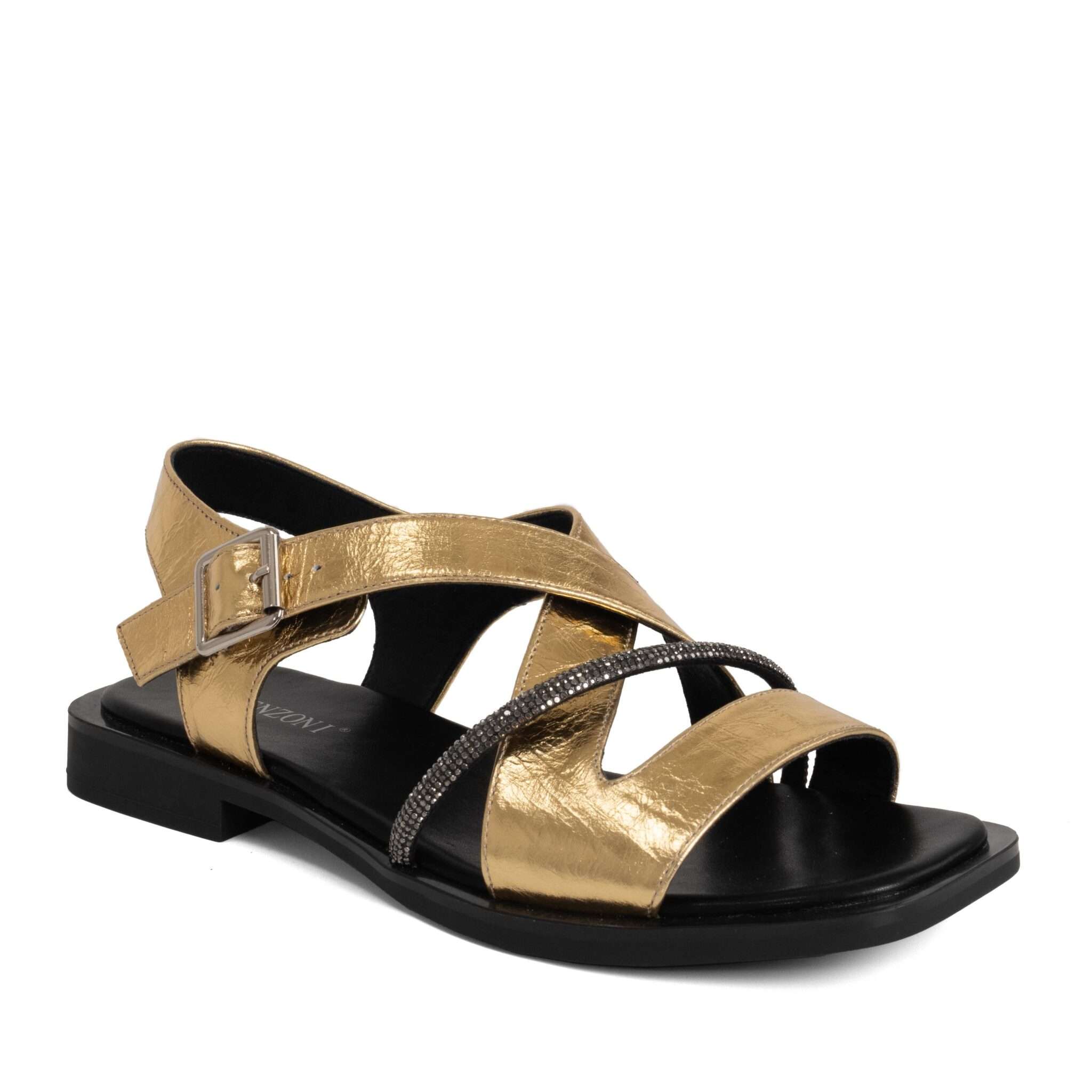 women sandals with gold patent leather
