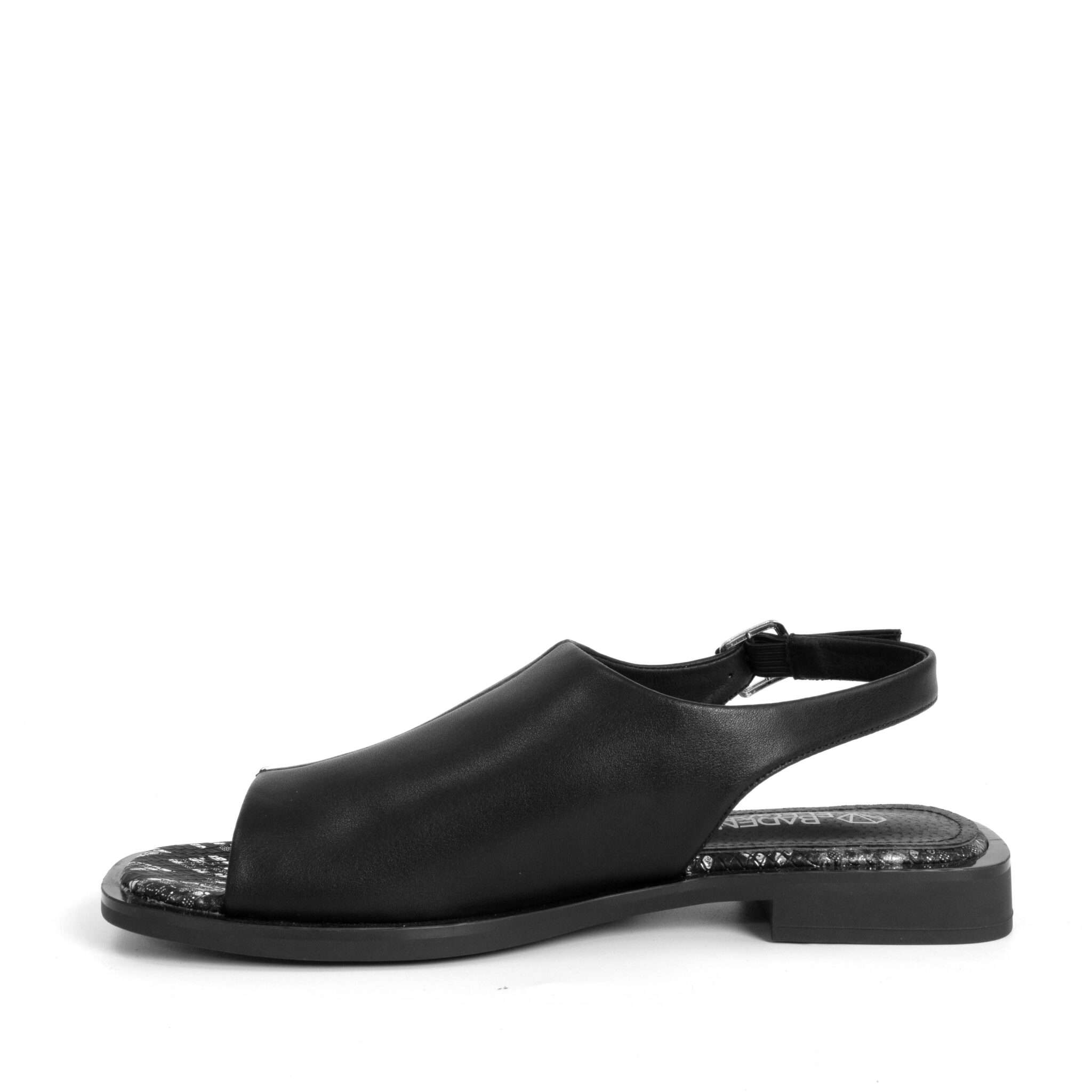 women sandals with black microfiber leather
