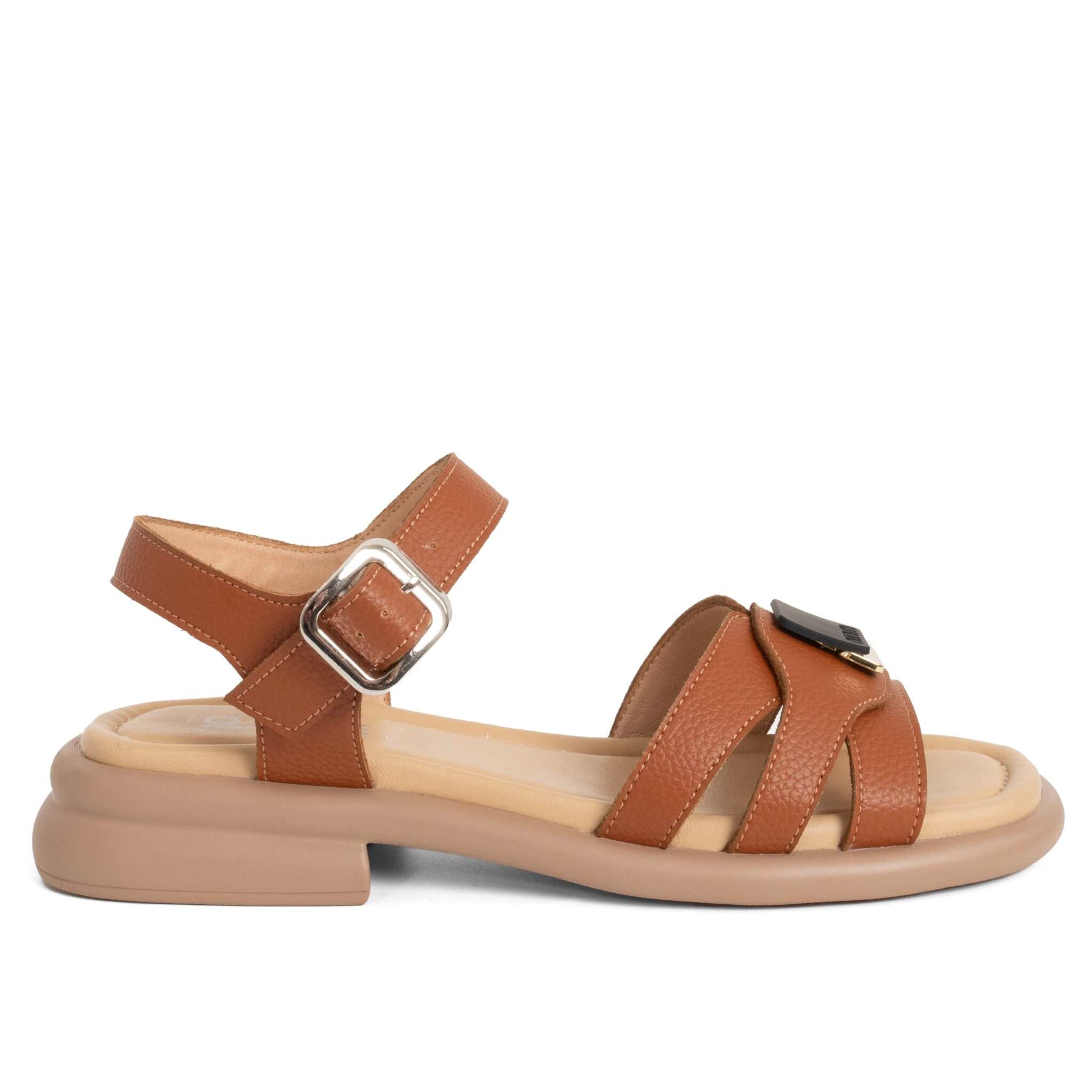 Women sandals with Khaki Microfiber leather