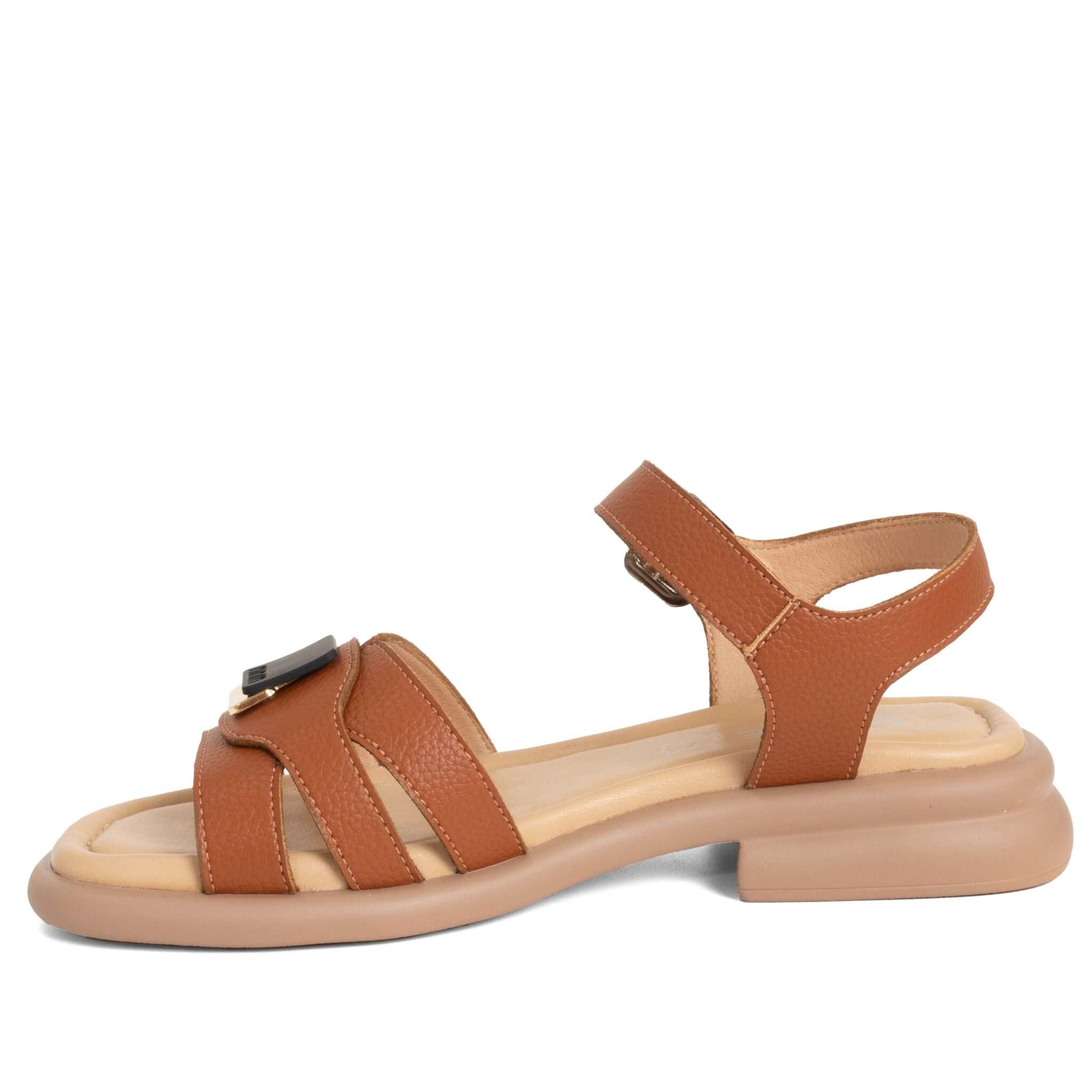 Women sandals with Khaki Microfiber leather