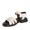 Women sandals with beige Microfiber leather