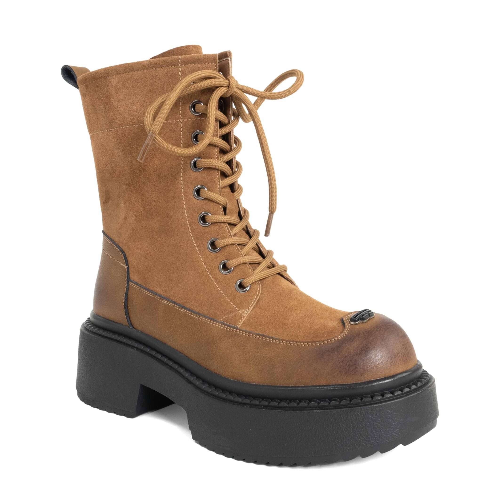 NEW Women work boots with Khaki Microfiber leather