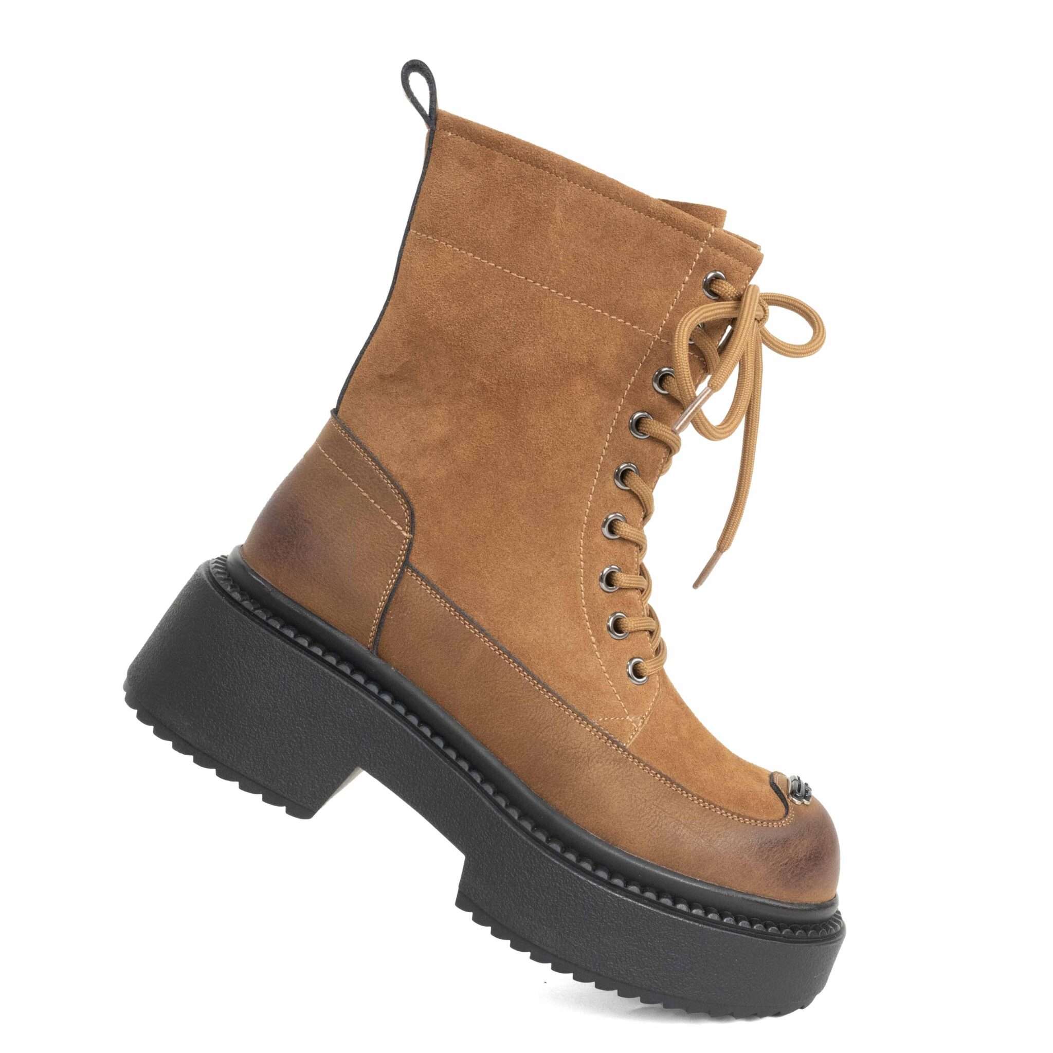 NEW Women work boots with Khaki Microfiber leather