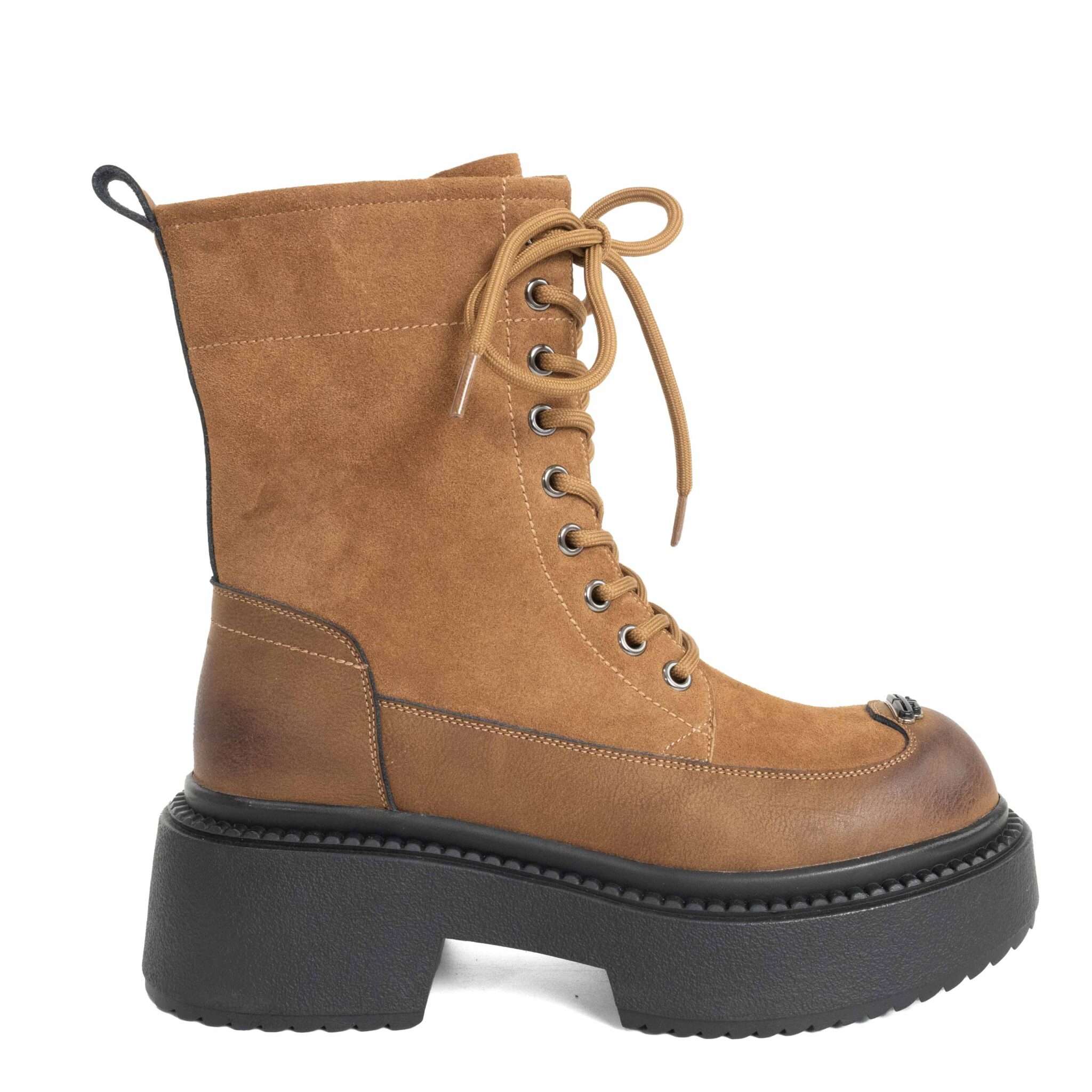 NEW Women work boots with Khaki Microfiber leather