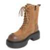 NEW Women work boots with Khaki Microfiber leather