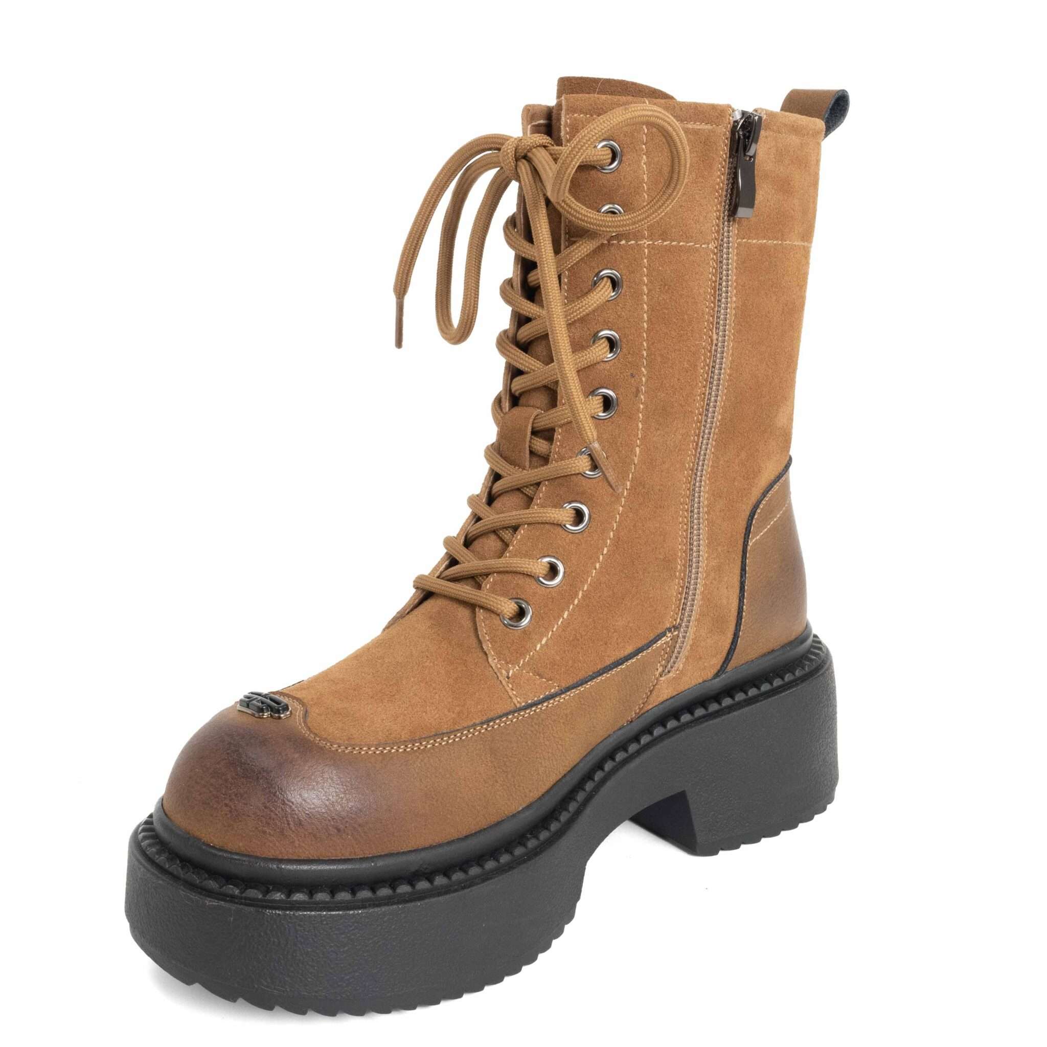 NEW Women work boots with Khaki Microfiber leather