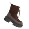 NEW Women work boots with Apricot Microfiber leather and Dark Brown Cow suede