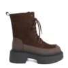 NEW Women work boots with Apricot Microfiber leather and Dark Brown Cow suede