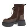 NEW Women work boots with Apricot Microfiber leather and Dark Brown Cow suede