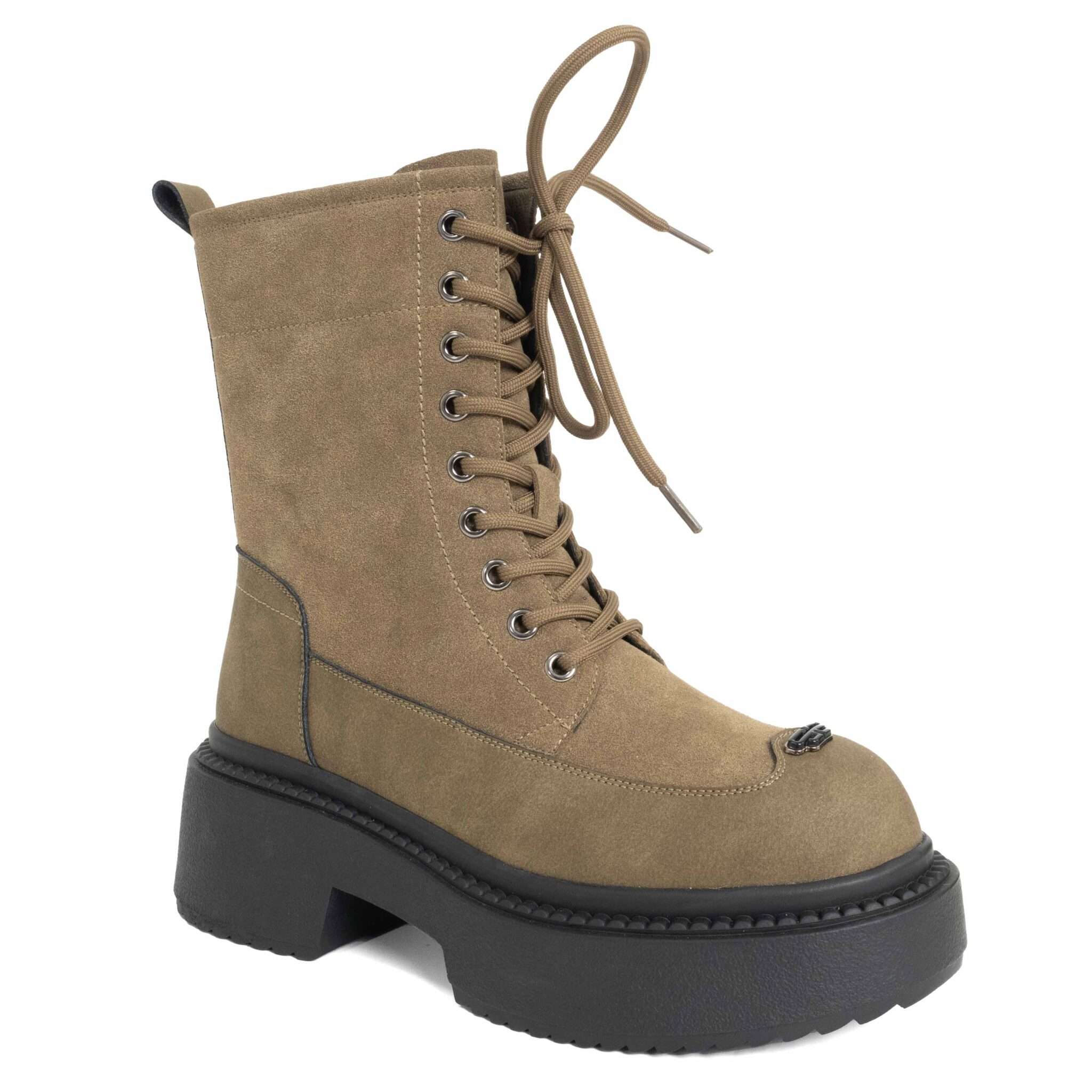 NEW Women work boots with Apricot cow suede