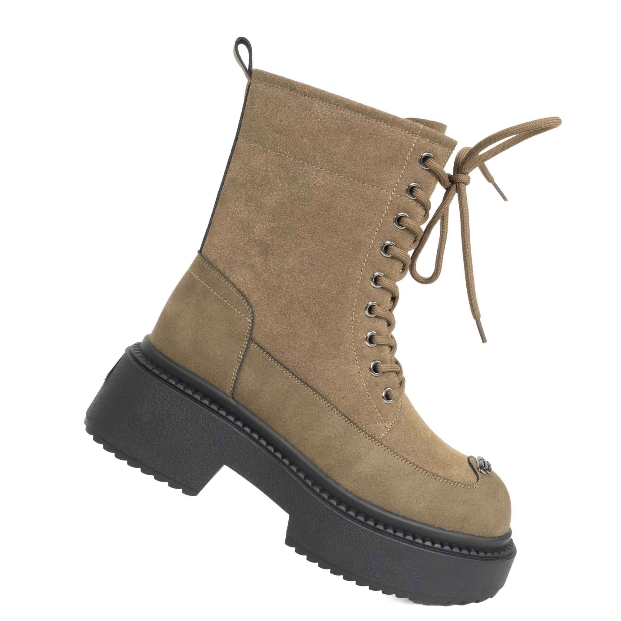 NEW Women work boots with Apricot cow suede