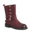 NEW Women work boots with Wine red Microfiber leather