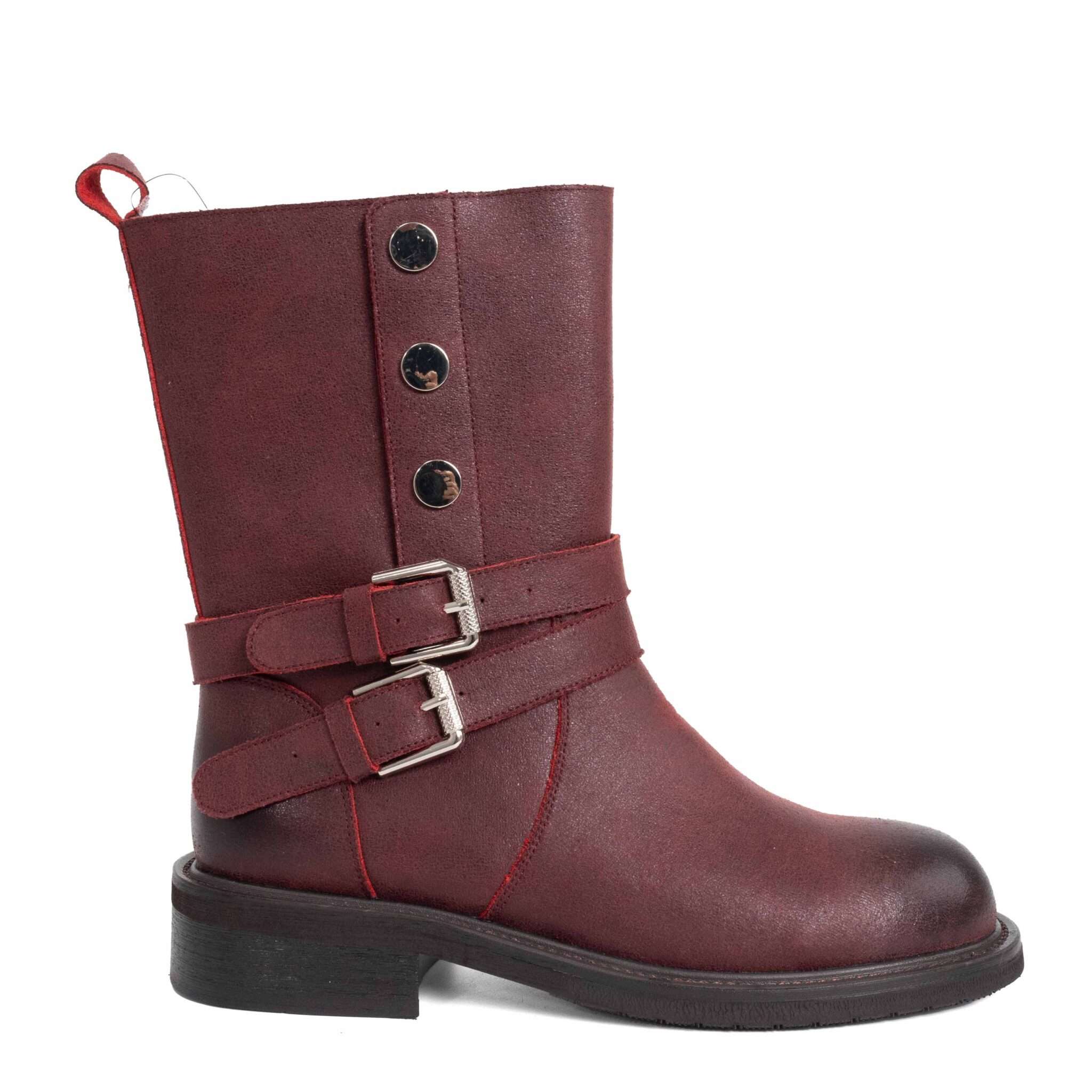 NEW Women work boots with Wine red Microfiber leather