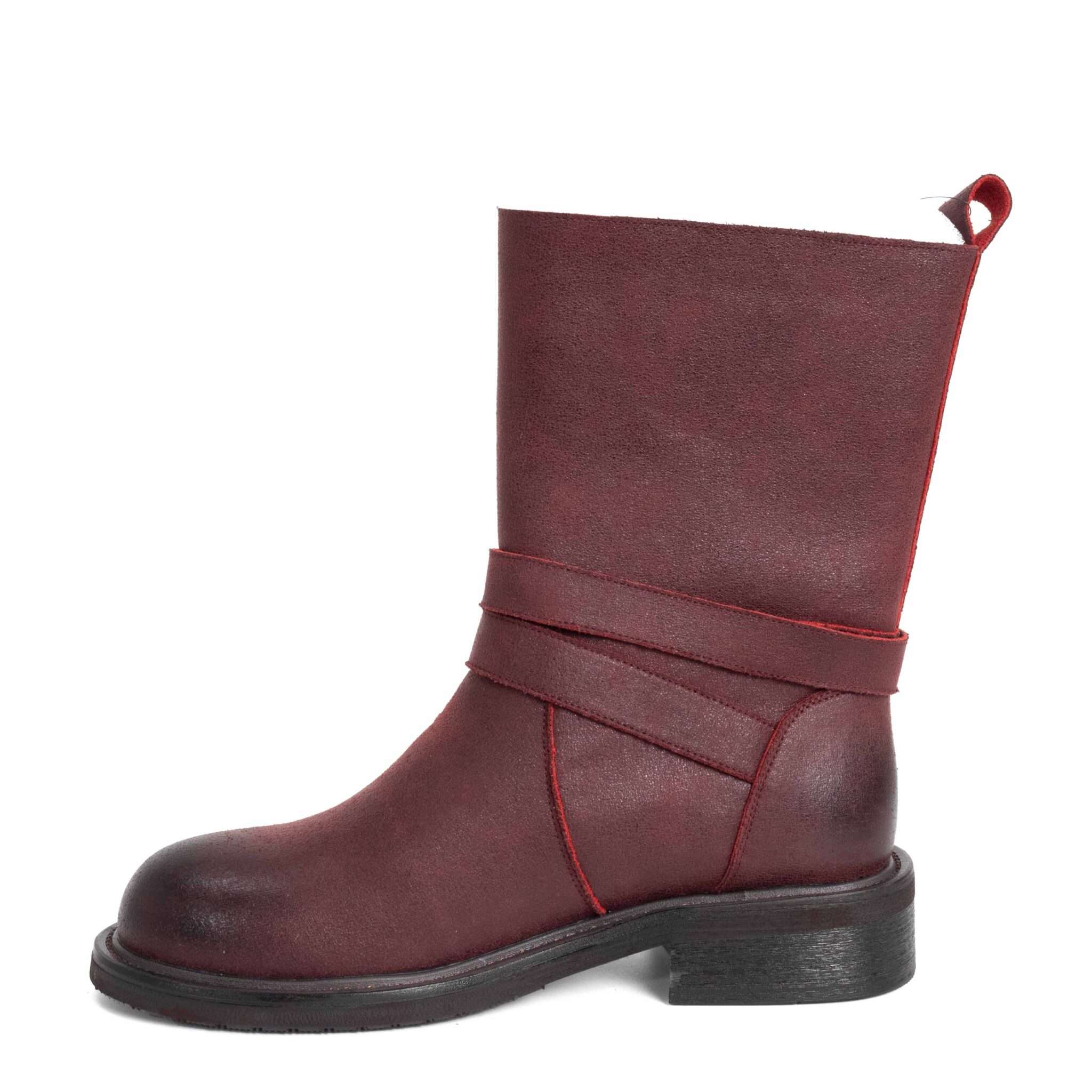 NEW Women work boots with Wine red Microfiber leather