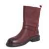 NEW Women work boots with Wine red Microfiber leather