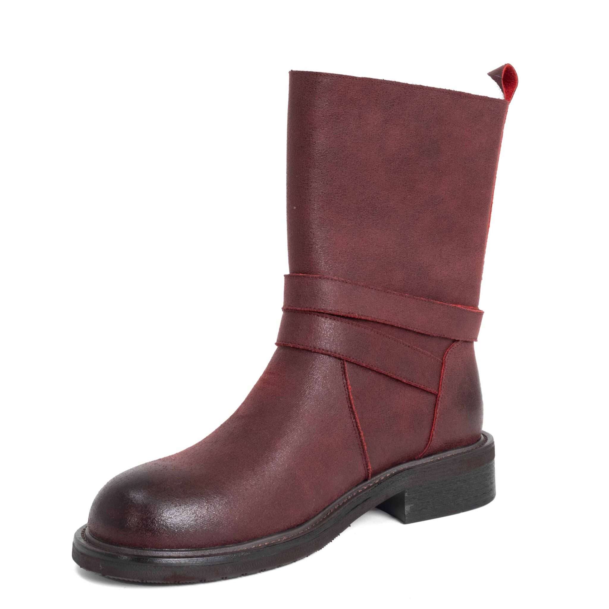 NEW Women work boots with Wine red Microfiber leather