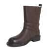 NEW Women work boots with Dark Brown Microfiber leather