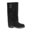 Classic knee high boots for women with black microfiber