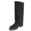 Classic knee high boots for women with black microfiber