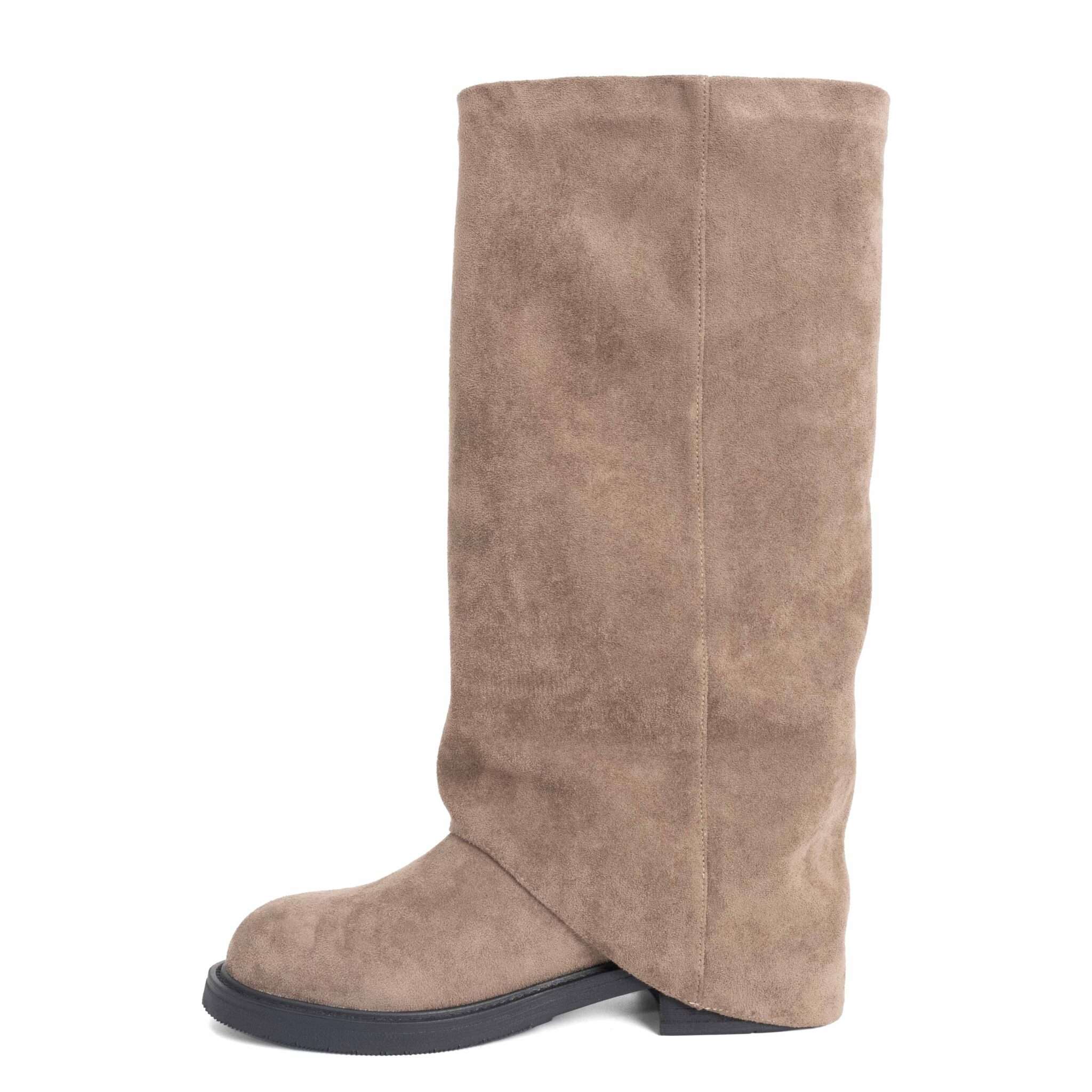 Classic knee high boots for women with Apricot microfiber