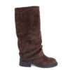Classic knee high boots for women with coffee microfiber
