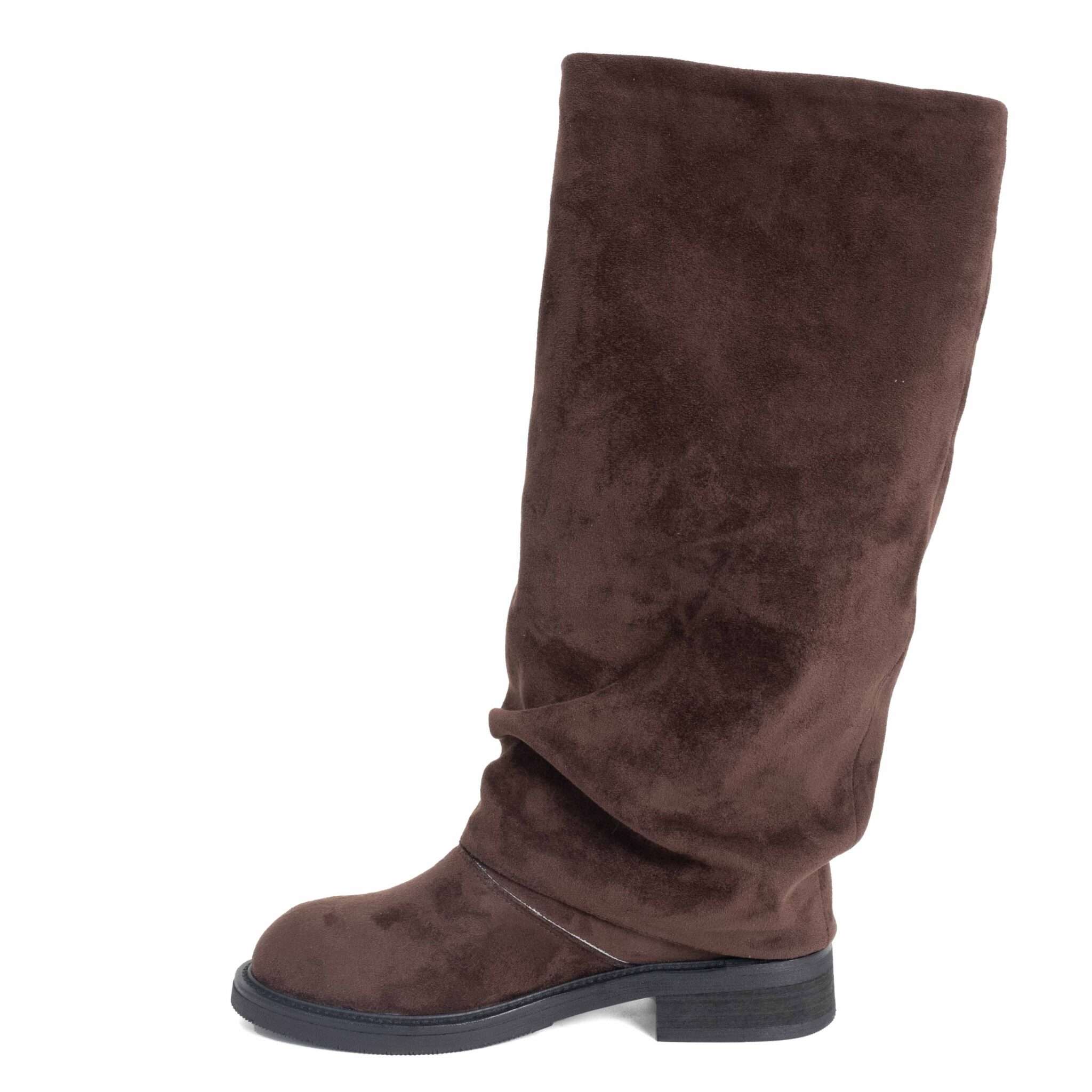 Classic knee high boots for women with coffee microfiber